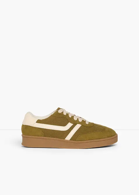 Sneaker mit Cord-Details in grün - bonprix