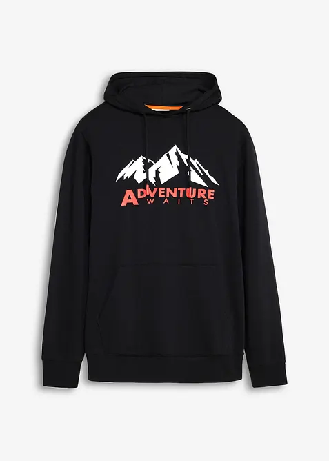 Hoodie  aus reiner Bio-Baumwolle in schwarz von vorne - bonprix