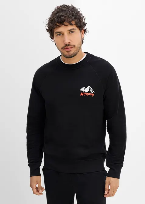 Sweatshirt aus reiner Bio-Baumwolle in schwarz von vorne (im Anschnitt) - bonprix