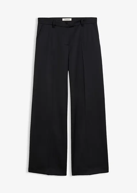 Gerade Anzugshose aus weichem Wollgemisch in schwarz von vorne - bonprix