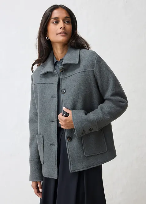Blouson aus gewalkter Wolle in grau von vorne (im Anschnitt) - bonprix