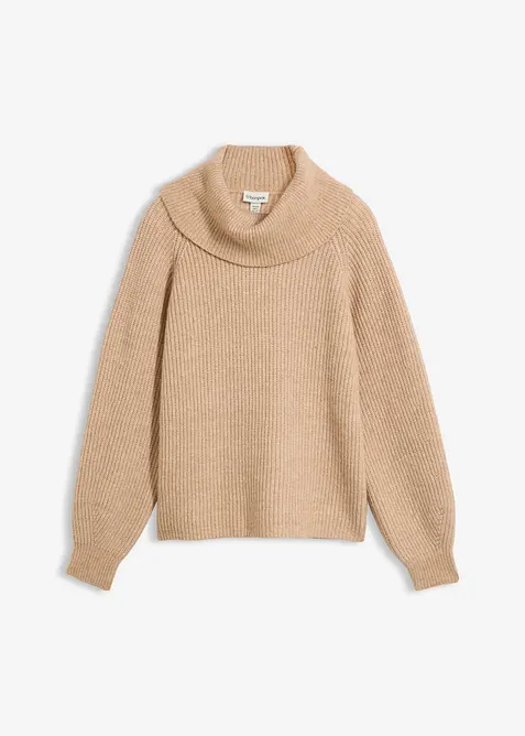 Pullover aus weichem Woll-Mix in beige von vorne - bonprix