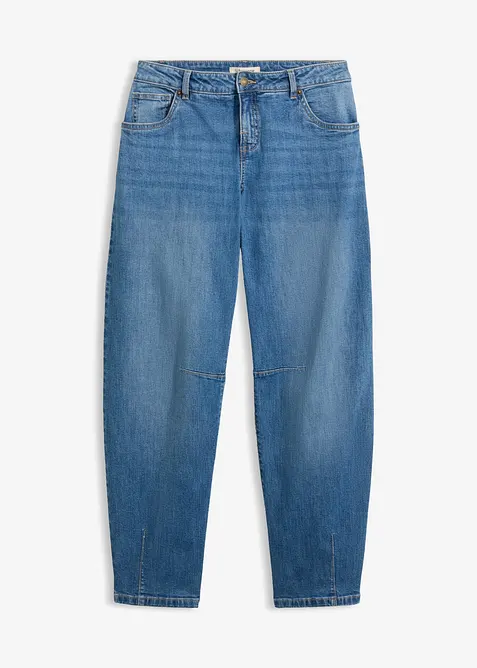 Barrel-Jeans Mid Waist in blau von vorne - bonprix