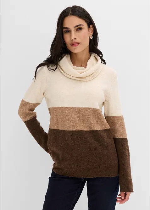 Rollkragenpullover in braun von vorne (im Anschnitt) - bonprix