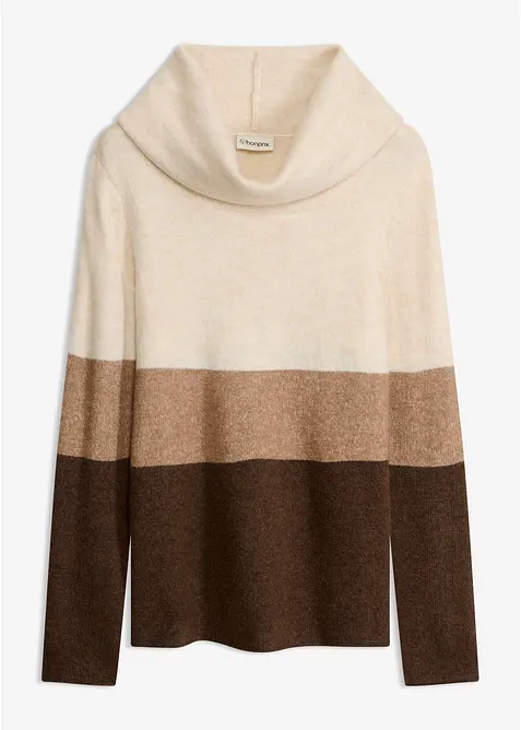 Rollkragenpullover aus Strick in braun von vorne - bonprix