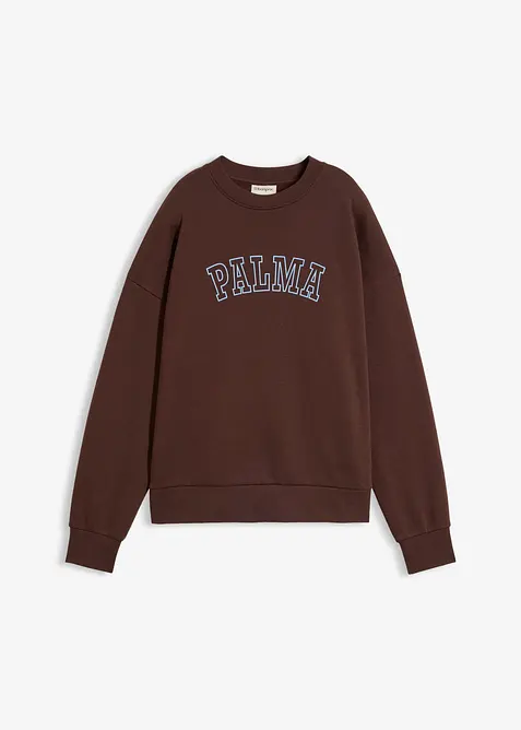 Oversize-Sweatshirt aus Baumwoll-Mix in braun von vorne - bonprix