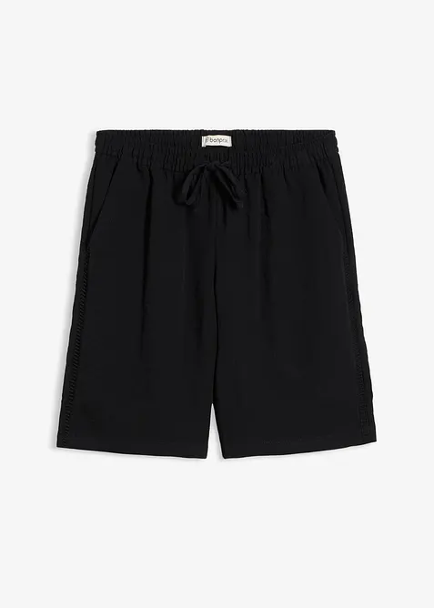 Schlupf Bermuda aus feinem Viskose-Mix in schwarz von vorne - bonprix