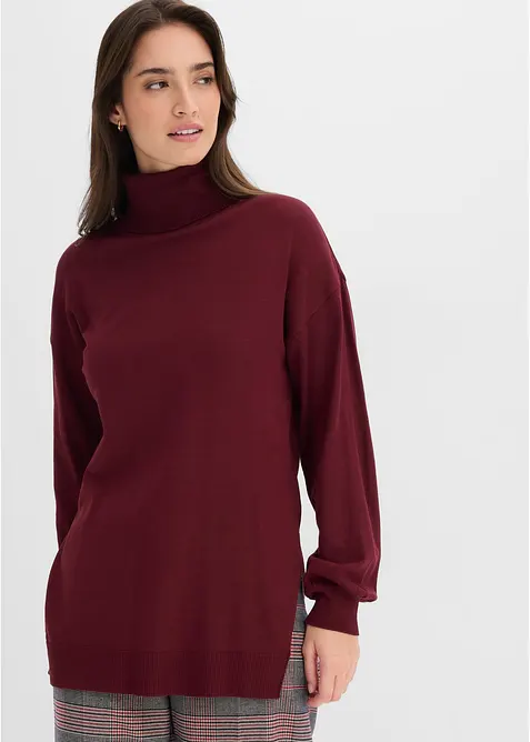 Rollkragenpullover aus Viskose-Mix in rot von vorne (im Anschnitt) - bonprix