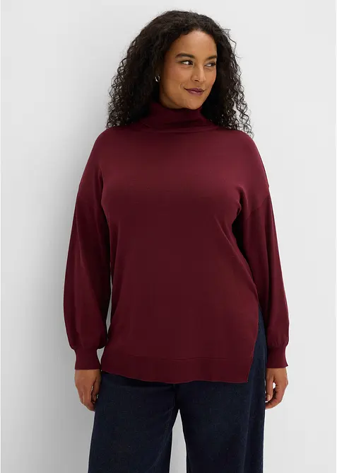 Rollkragenpullover aus Viskose-Mix in rot von vorne (im Anschnitt) - bonprix
