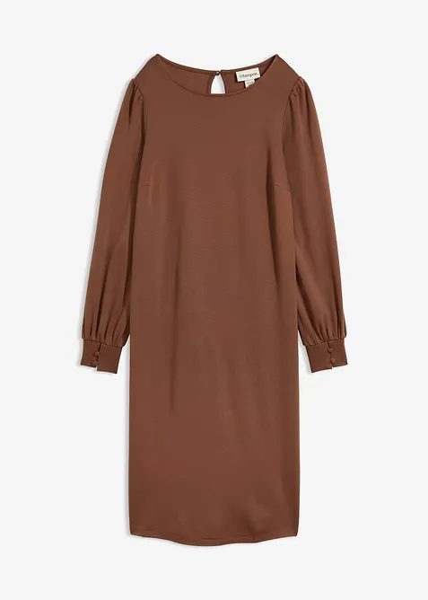 Jerseykleid in gerader Passform in braun von vorne - bonprix