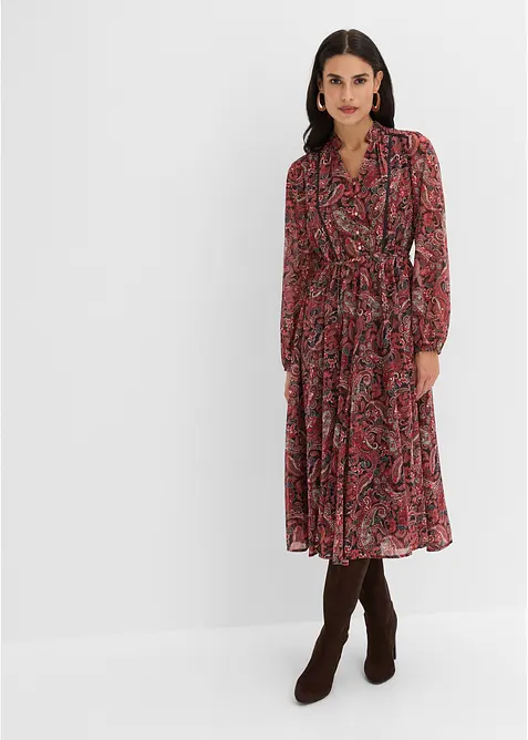 Paisleykleid aus Chiffon in schwarz im Look von vorne (Totalaufnahme) - bonprix