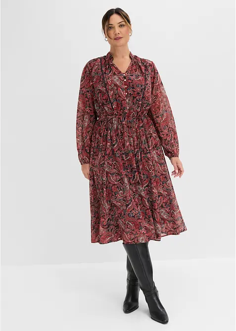 Paisleykleid aus Chiffon in schwarz von vorne (Totalaufnahme) - bonprix