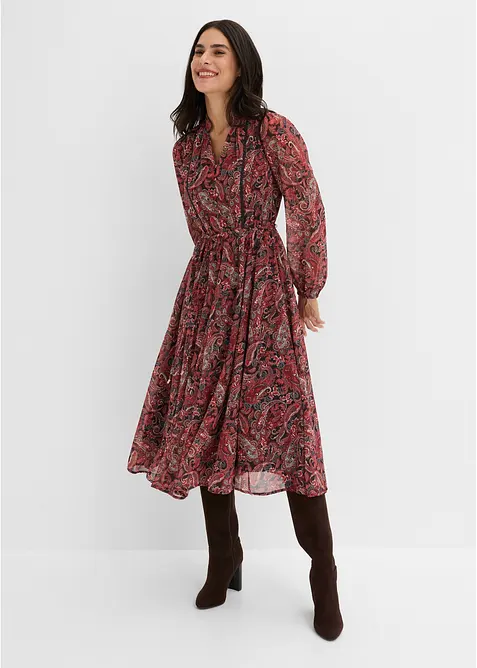 Paisleykleid aus Chiffon in schwarz von vorne (Totalaufnahme) - bonprix