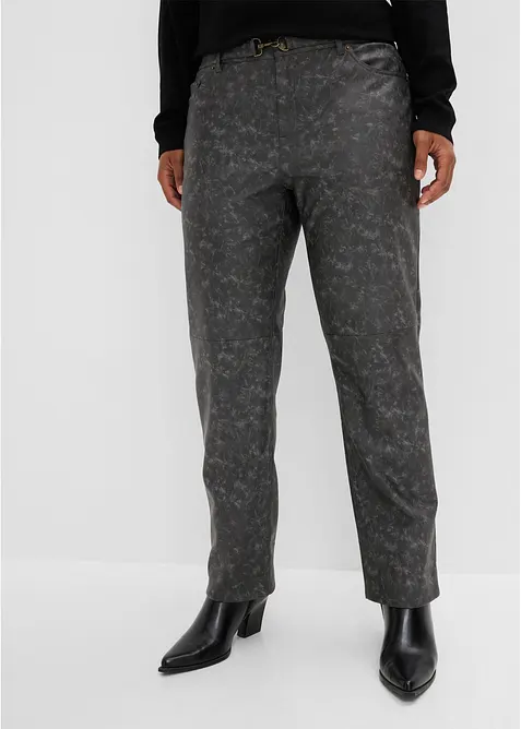 Lederimitat-Hose im Used-Look in schwarz von vorne - bonprix