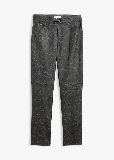 Lederimitat-Hose im Used-Look in schwarz von vorne - bonprix