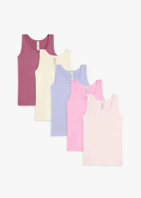 Unterhemd mit Bio-Baumwolle (5er Pack) in lila von vorne - bonprix