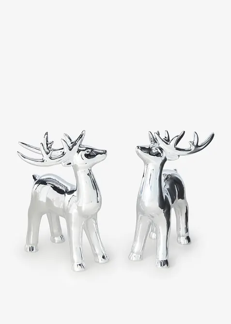 Deko-Objekt Rentiere (2er Pack) in silber von vorne - bonprix