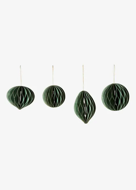 Hängedeko Set Papier Weihnachtskugeln (4-tlg. Set) in grün von vorne - bonprix