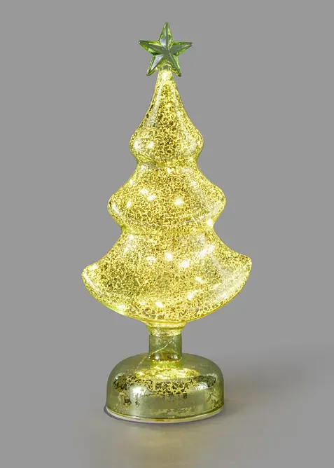 LED-Deko-Objekt Glas Weihnachtsbaum in grün von vorne - bonprix
