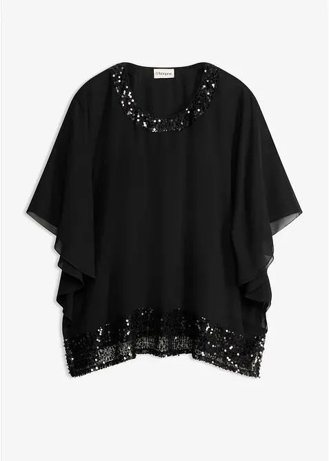 Oversize-Bluse in schwarz von vorne - bonprix