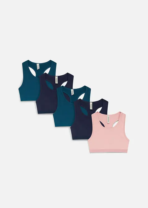 Bustier mit softer Bio-Baumwolle (5er Pack) in rosa von vorne - bonprix