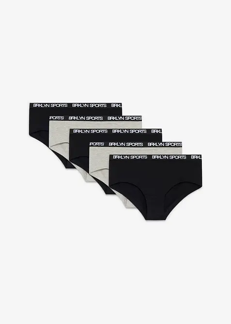 Panty mit softer Bio-Baumwolle (5er Pack) in grau von vorne - bonprix