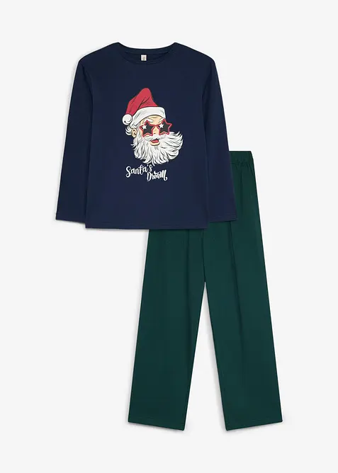 Pyjama aus reiner Bio-Baumwolle (2tlg. Set) in blau von vorne - bonprix