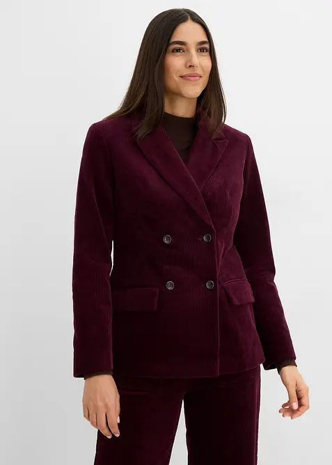 Cord-Blazer als Zweireiher in rot von vorne (im Anschnitt) - bonprix