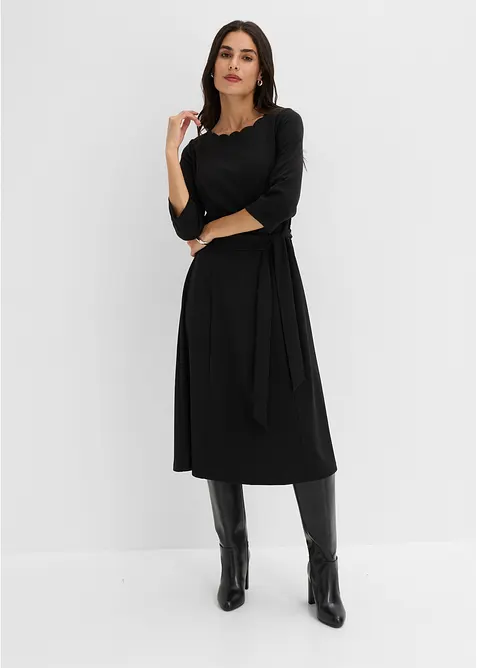 Jerseykleid aus Punto di Roma in schwarz von vorne (Totalaufnahme) - bonprix