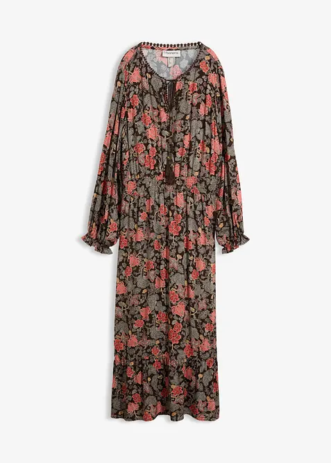 Maxikleid aus reiner Viskose in braun von vorne - bonprix