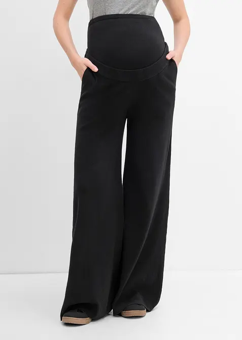 Umstandshose aus weichem Strick, Straight  Leg in schwarz von vorne - bonprix