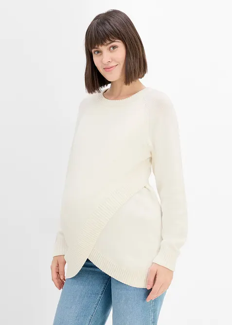 2-in-1 weicher Umstands- und Stillpullover in weiß von vorne (im Anschnitt) - bonprix