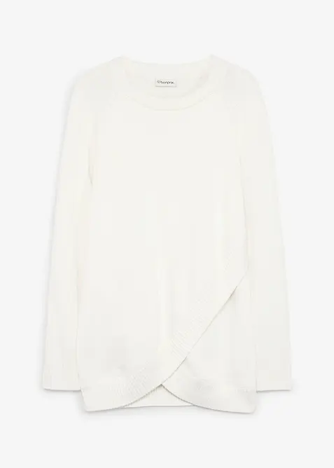 2-in-1 weicher Umstands- und Stillpullover in weiß von vorne - bonprix