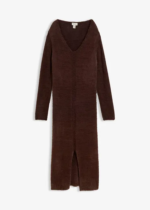 Midi-Strickkleid aus Hairy Knit in braun von vorne - bonprix