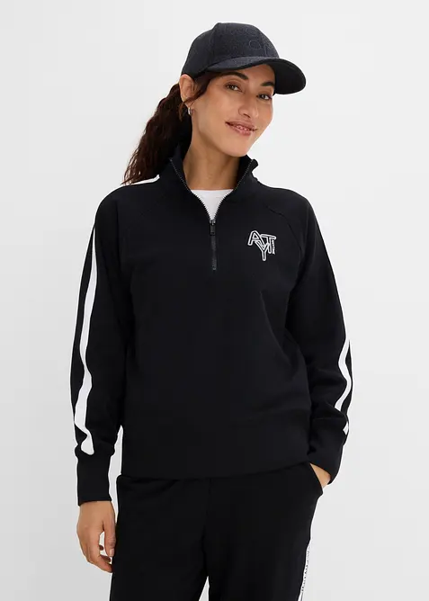 Sweatshirt aus Baumwolle-Mix in schwarz von vorne (im Anschnitt) - bonprix