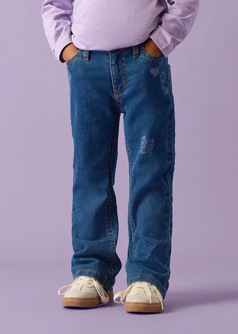 Lurchi Thermo Bootcut-Jeans, Mid Waist in blau von vorne - Lurchi