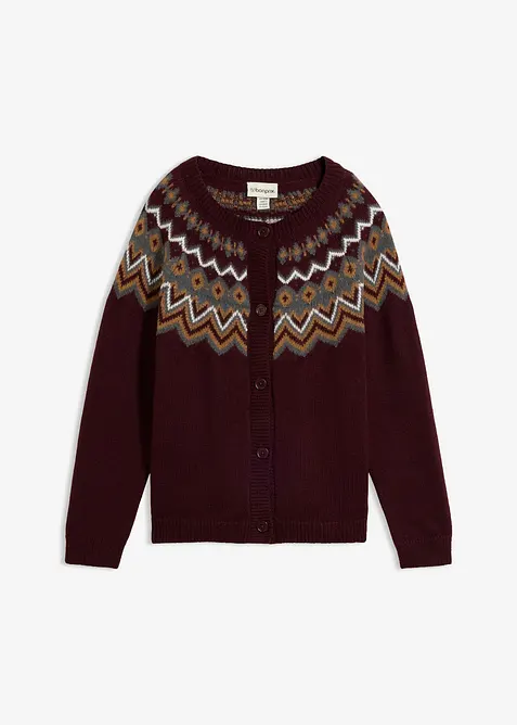 Norweger-Strickjacke mit Raglanärmeln in rot von vorne - bonprix