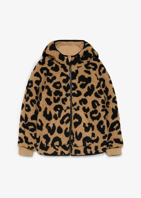 2-in-1 Wendejacke mit kuscheligem Teddy-Fleece in beige von vorne - bonprix