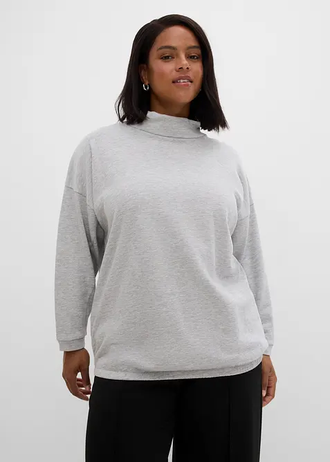 Sweatshirt aus weichem Baumwoll-Mix in grau von vorne (im Anschnitt) - bonprix