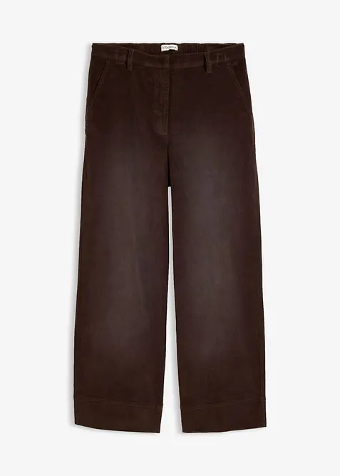 High-Waist Cordhose aus Baumwoll-Mix in braun von vorne - bonprix