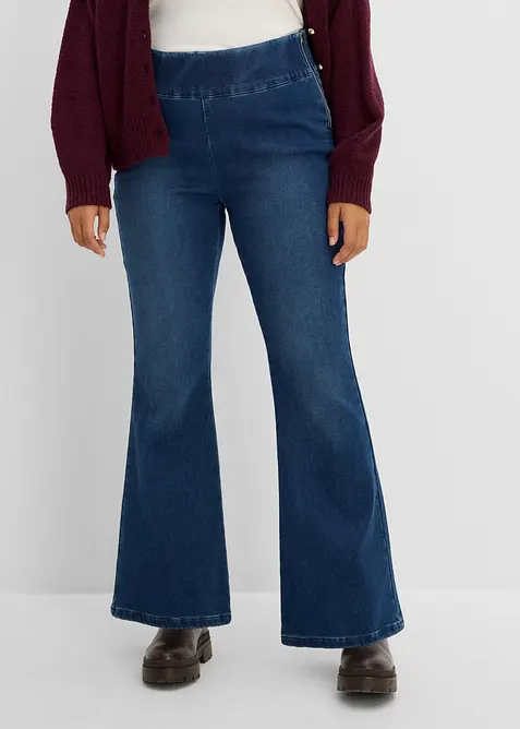 Wärmende Jeggings High Waist, Bequembund in blau von vorne - bonprix