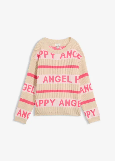 Boxy-Pullover in beige von vorne - bonprix