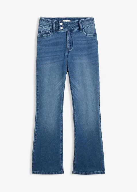Bootcut-Jeans, High Waist in blau von vorne - bonprix