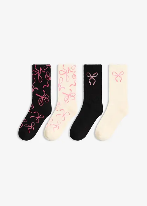 Tennissocken mit Bio-Baumwolle (4er Pack) in schwarz von vorne - bonprix