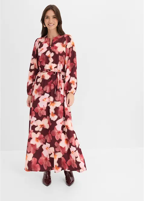 Maxikleid mit ausgestelltem Rock in rot von vorne (Totalaufnahme) - bonprix