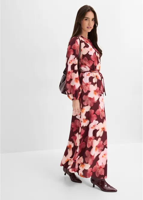 Maxikleid mit ausgestelltem Rock in rot im Look von vorne (Totalaufnahme) - bonprix