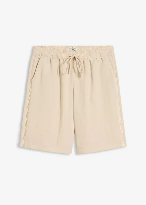 Schlupf Bermuda aus Viskose-Mix in beige von vorne - bonprix