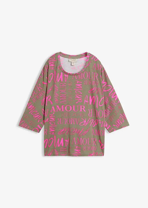 Oversize-Shirt aus Baumwoll-Viskose-Mix in grün von vorne - bonprix