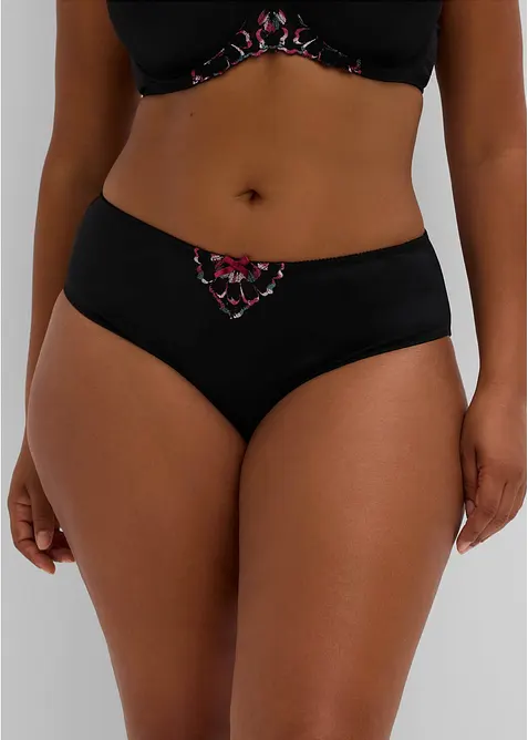 Maxislip mit zarter Stickerei in schwarz von vorne - bonprix