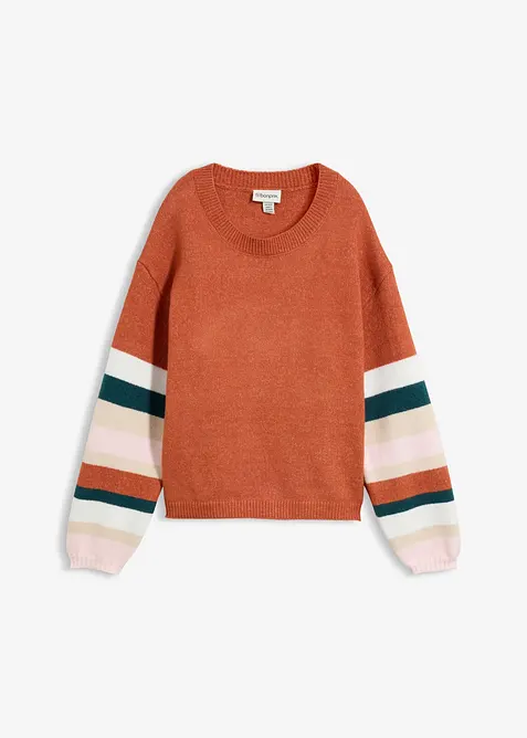 Loose Fit Strickpullover in braun von vorne - bonprix